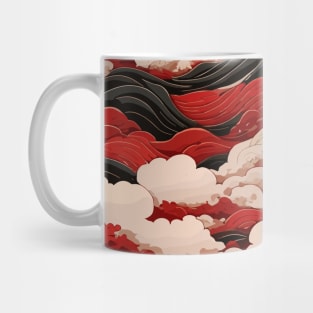 Japanese Waves and Clouds Ancient Digital Art Mug